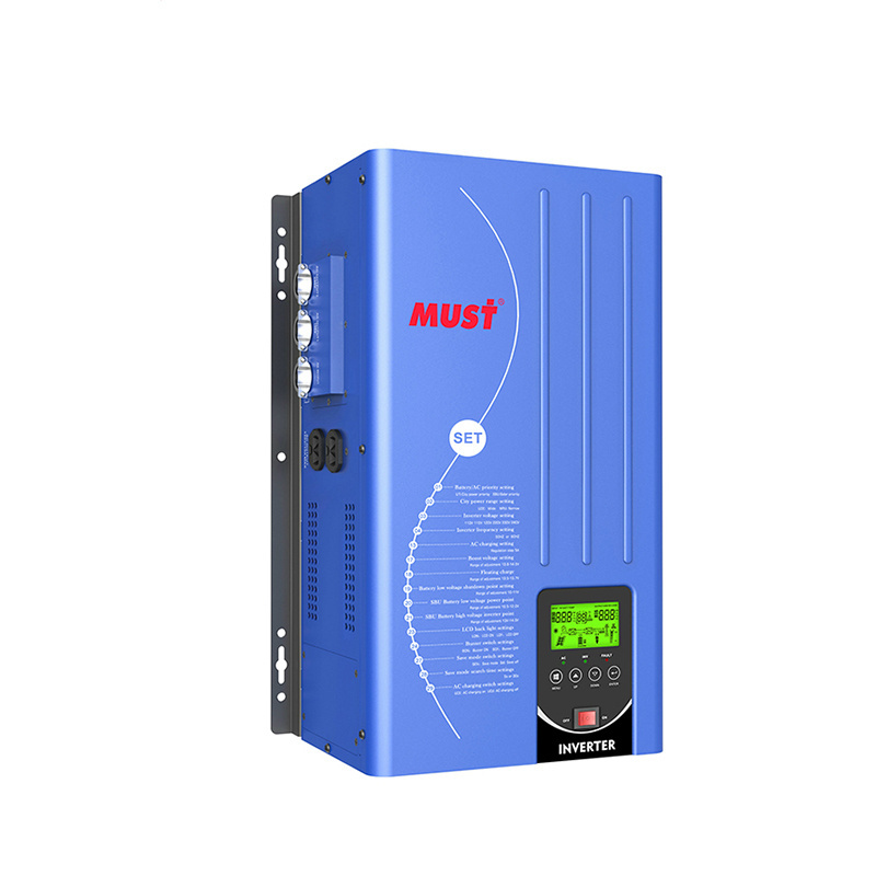 MUST Brand  off grid inverter 1KW 12V to 120V/240V converter low frequency pure sine wave with smart LCD display