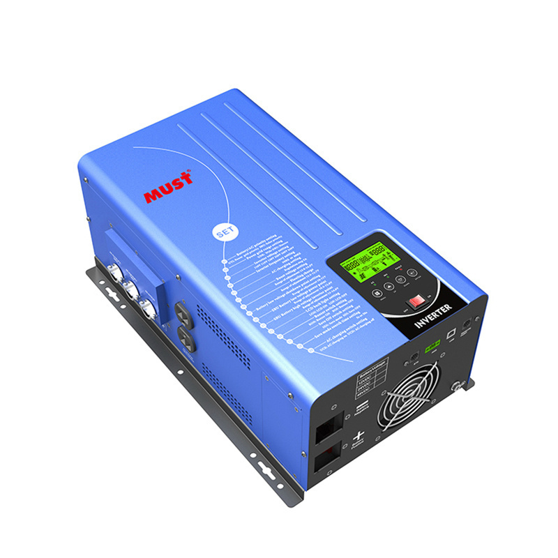 MUST Brand  off grid inverter 1KW 12V to 120V/240V converter low frequency pure sine wave with smart LCD display