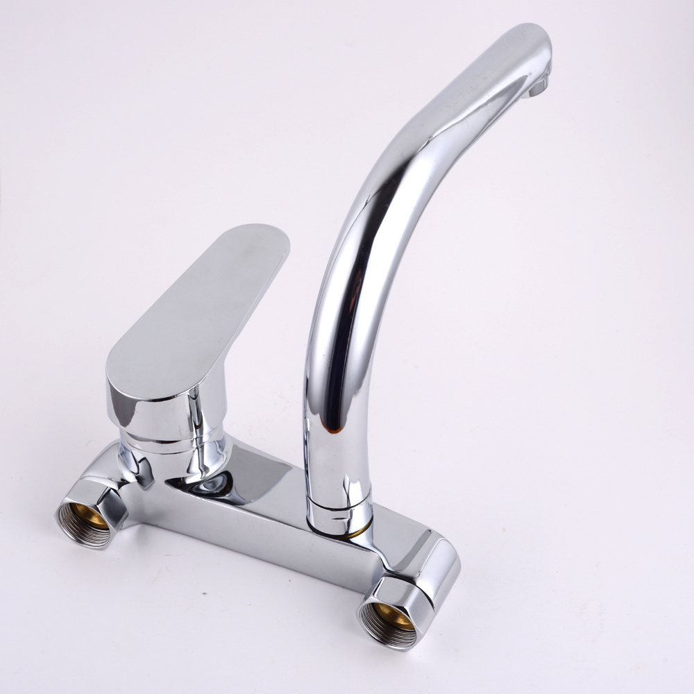 Minwei modern Quality Wall Mounted Solid Mixer  sink Water Tap Kitchen Faucet two lever For kitchen