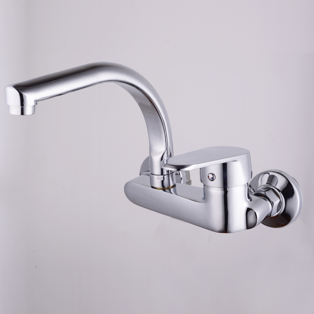 Minwei modern Quality Wall Mounted Solid Mixer  sink Water Tap Kitchen Faucet two lever For kitchen