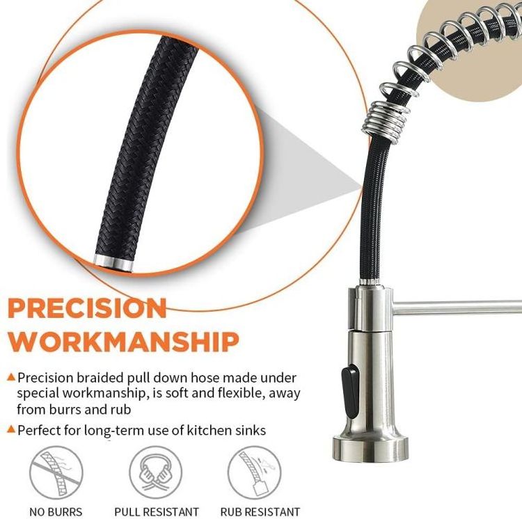 Minwei Gooseneck High-Quality Sanitary Ware Kitchen Faucet: Single Lever Handle, High Pressure, Pull-Out Sprayer