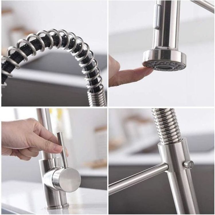 Minwei Gooseneck High-Quality Sanitary Ware Kitchen Faucet: Single Lever Handle, High Pressure, Pull-Out Sprayer