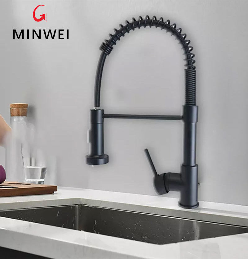 Pull Down Brushed Nickel 360 Degree Swivel Spout Kitchen Sink Faucet Mixer Tap Aida Spray Brass Sanitary Ware Way Spring Black