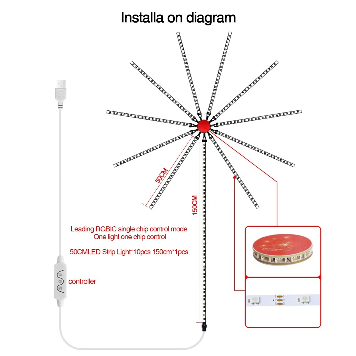 The New Fireworks Lights Explosion Atmosphere Lights Colorful Voice-activated Sound Pickup Indoor and Outdoor LED PC Minimalist