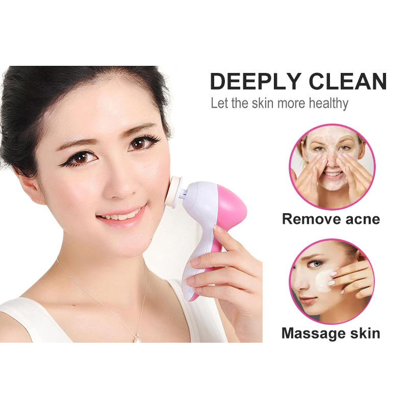 Wholesale facial cleansing electric spin face exfoliator brush 05 celan scrubber facial scrub wash brush heads