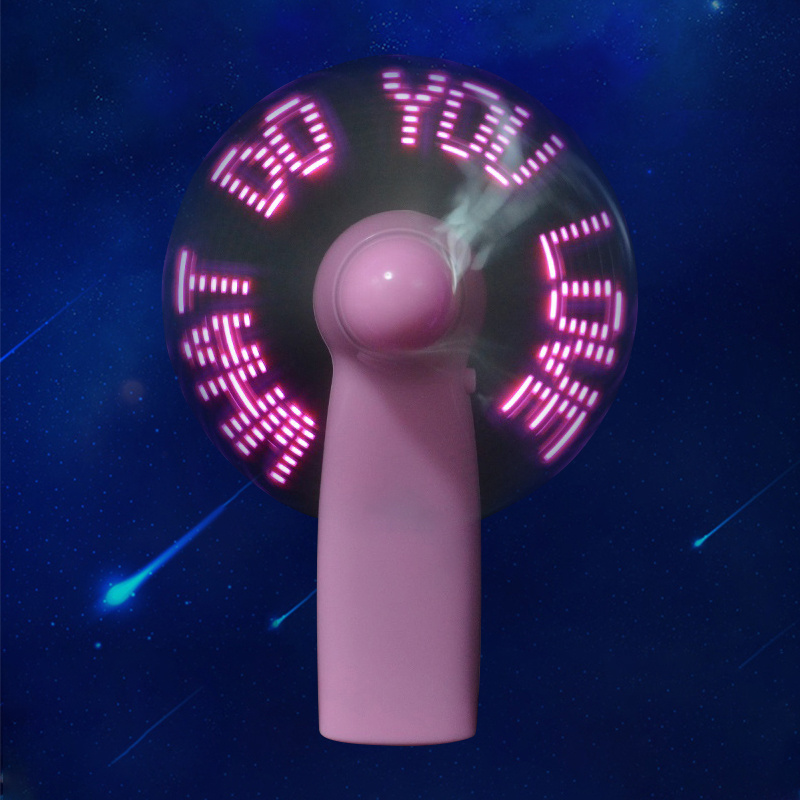 Programmable Led Custom Message Handheld Mini Fan Portable Handy Battery Light Led Effect Hand Fan Logo With Led Light