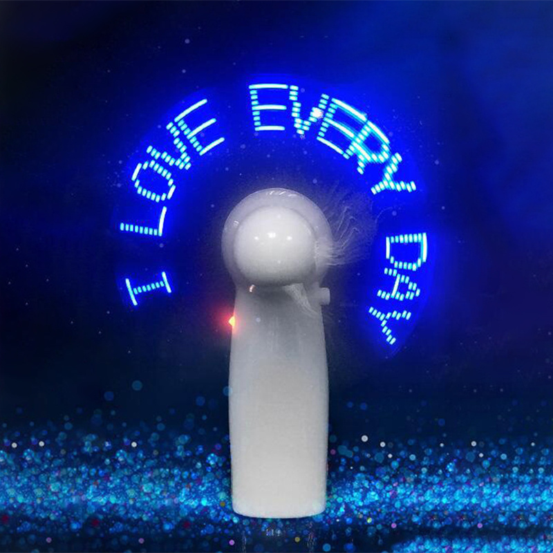 Programmable Led Custom Message Handheld Mini Fan Portable Handy Battery Light Led Effect Hand Fan Logo With Led Light