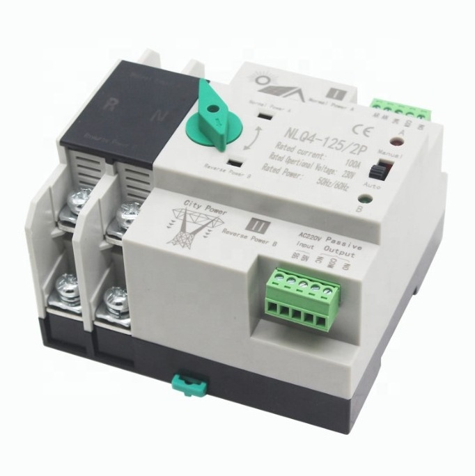 Best 2P 3P 4P AC 220V 63A 100A 125A Uninterruptible Dual Power Automatic Transfer Switch ATS For Solar photovoltaic