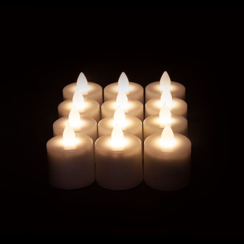 Flameless Battery Operated LED Candle Lights Tea Lights 12 packs with Inductive Charging base