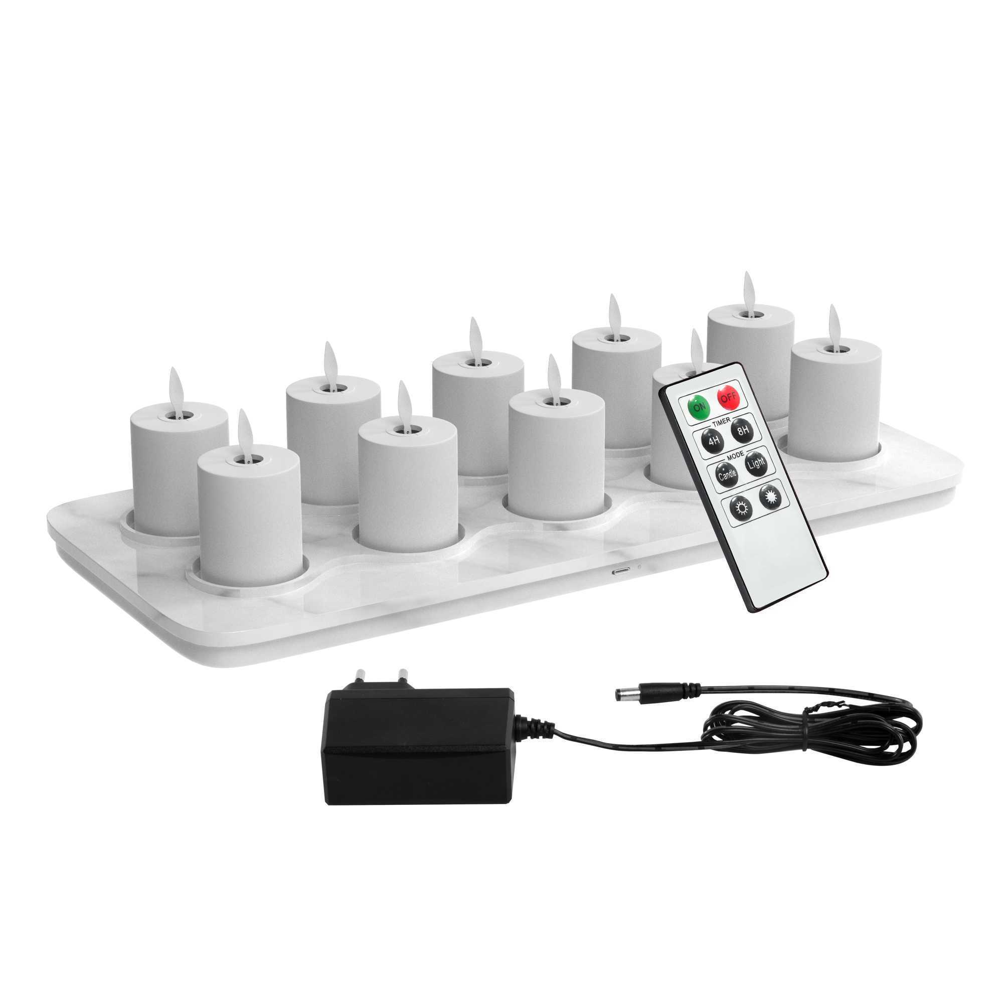 10pcs Smart LED Candle Swing Flame tealight Rechargeable candle flicker Candle lamp for home decoration