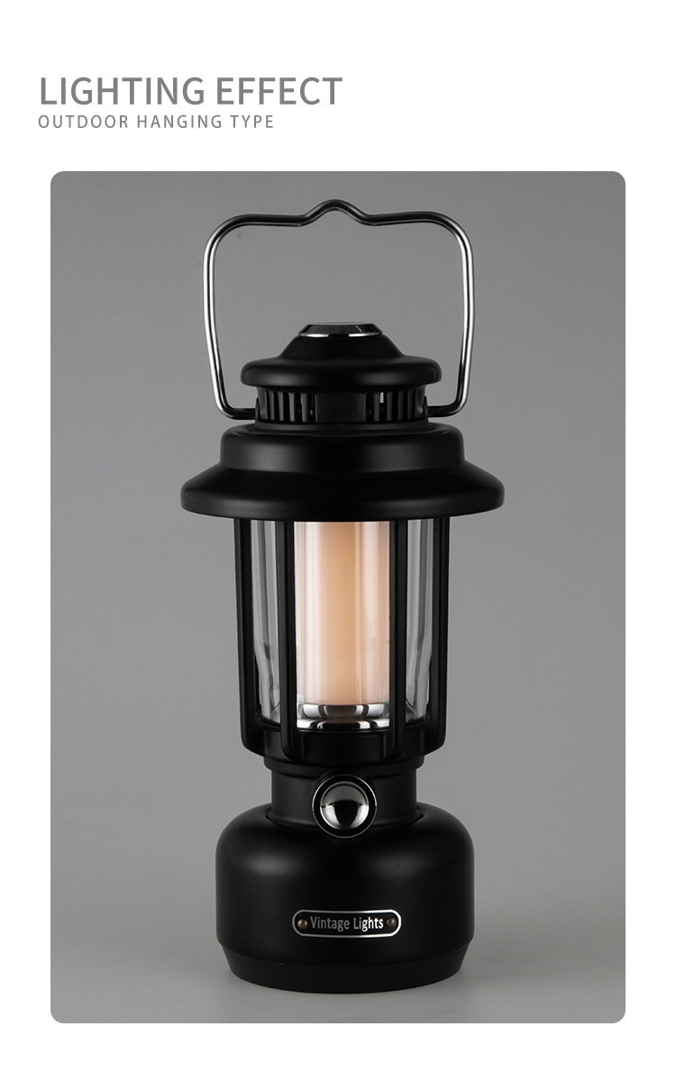 NF Outdoor Tent Decorative Light Hanging Mini Portable Collapsible Fire Flickering Flame Led Camping Lantern