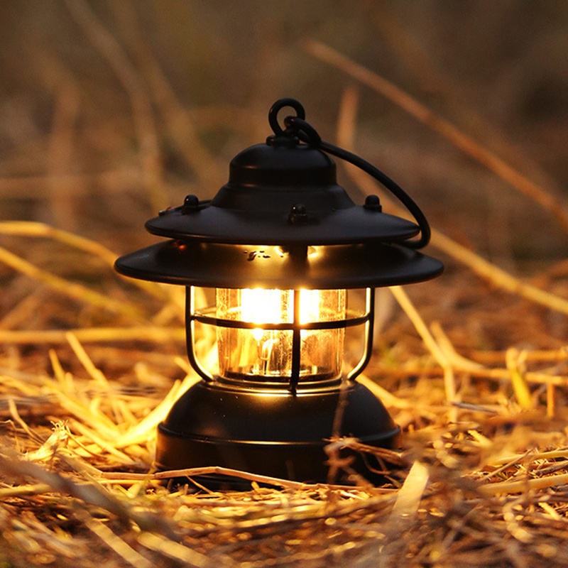 High Grade Modern  Outdoor Camping essentials portable Atmosphere lamp rechargeable Adjustable light source retro LED lantern