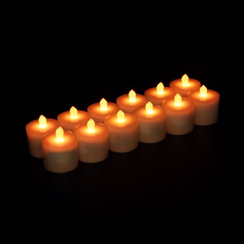 12pcs LED Candle Lights set Flameless Tealight with Inductive Charging Base