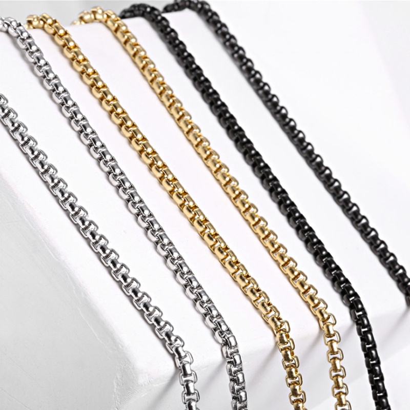 Square Pearl Long Chain Link Stainless Steel Necklace Chain For Jewelry