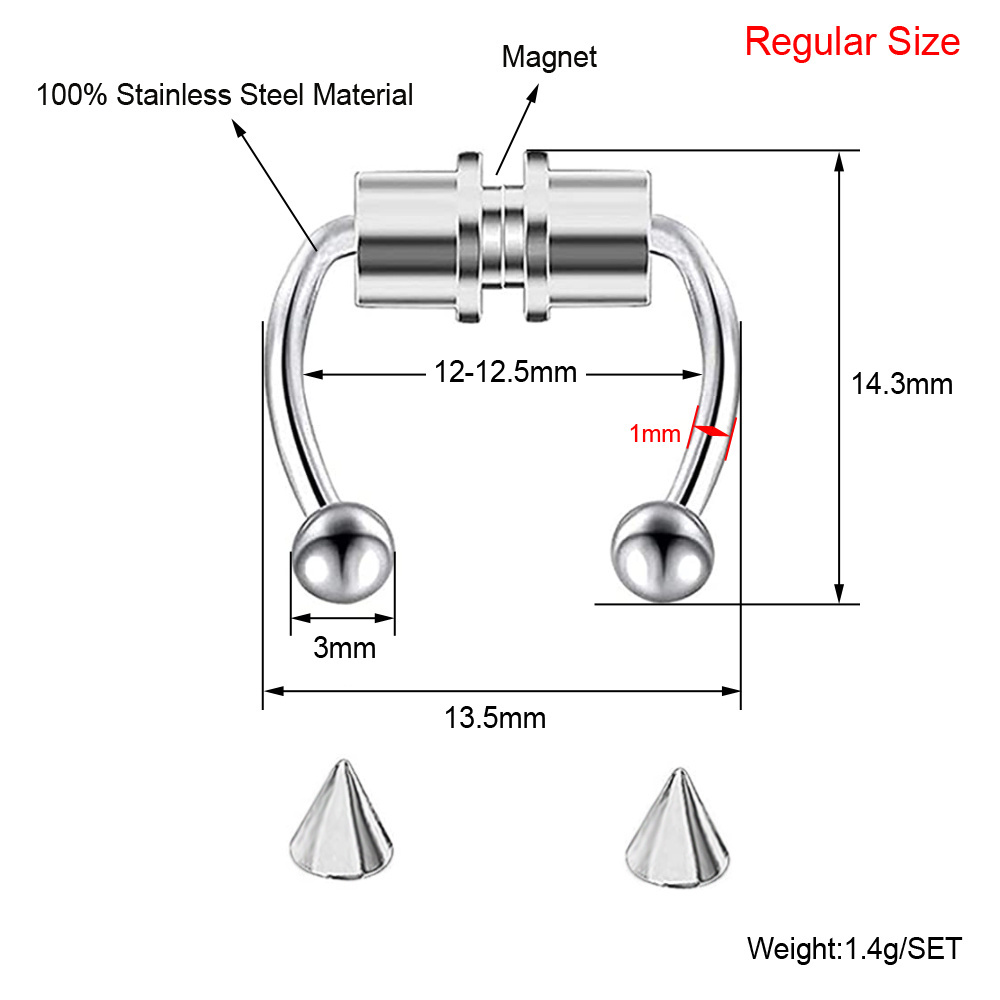 Fake nostril piercing jewelry faux septum horseshoe hoop nose ring non piercing stainless steel gold magnetic nose ring set