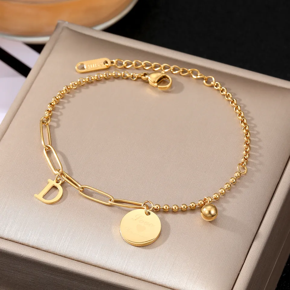 Fashion Jewelry Bracelets Women Wholesale Adjustable Designer Cuban Chain 18K Gold Plated Stainless Steel Bracelet