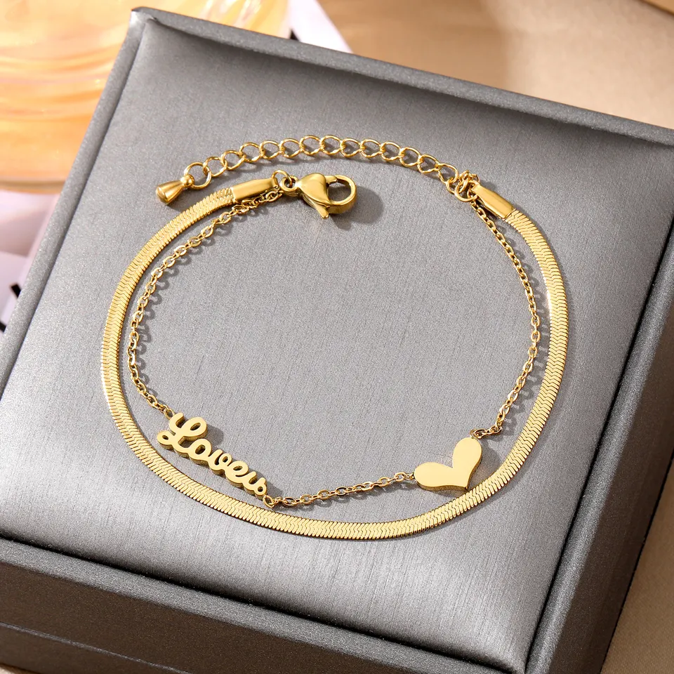 Fashion Jewelry Bracelets Women Wholesale Adjustable Designer Cuban Chain 18K Gold Plated Stainless Steel Bracelet