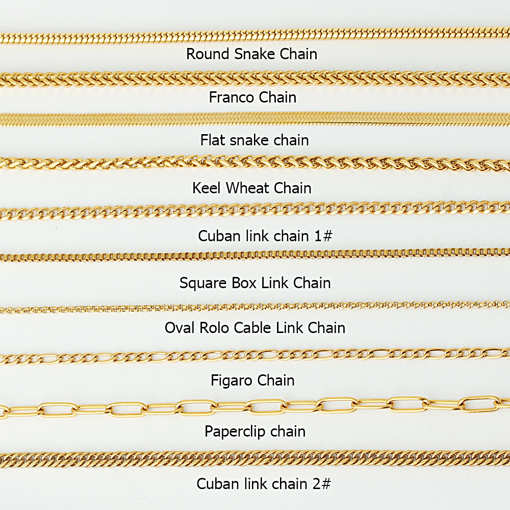 Fashion Jewelry Necklace Cable Rolo Figaro Franco Chain Stainless Steel Gold Snake Rope Cuban Link Chain Necklace For Men Women