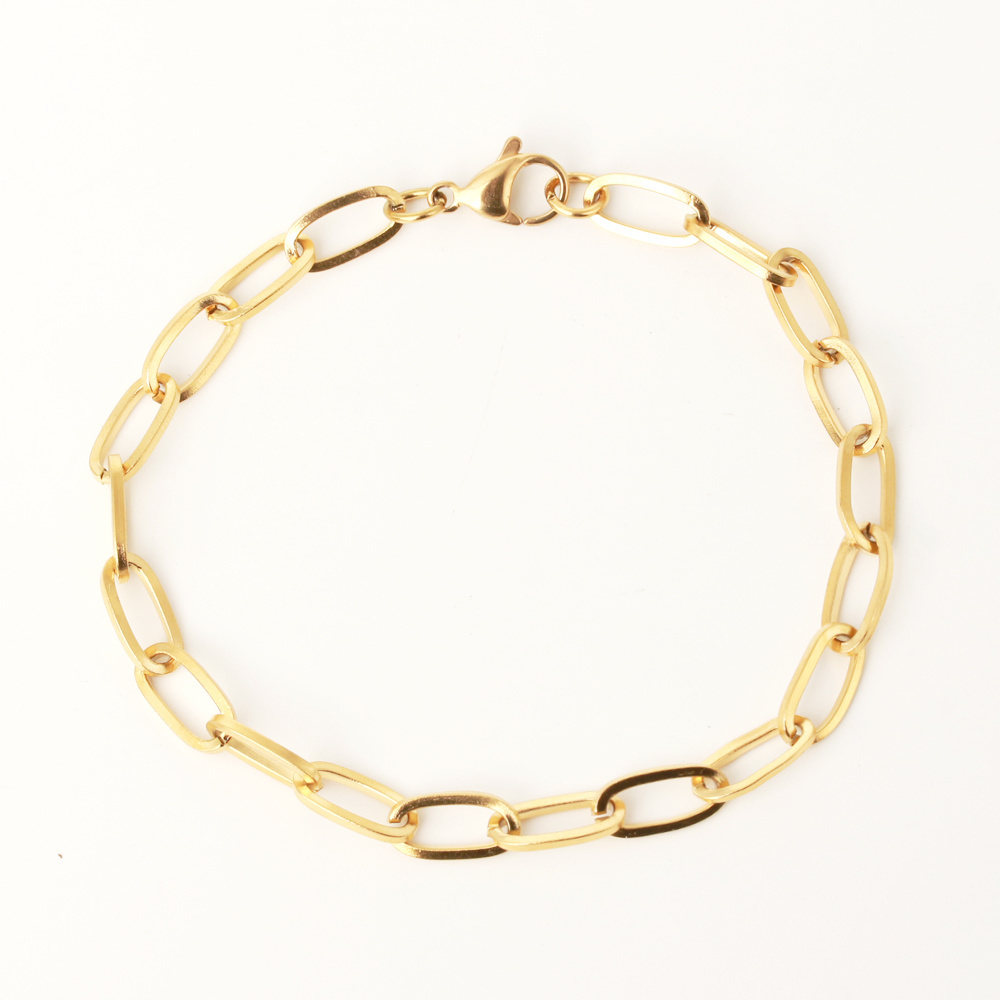 Tarnish Free Dainty Jewelry Gold Plated Stainless Steel Paperclip Chain Bracelet