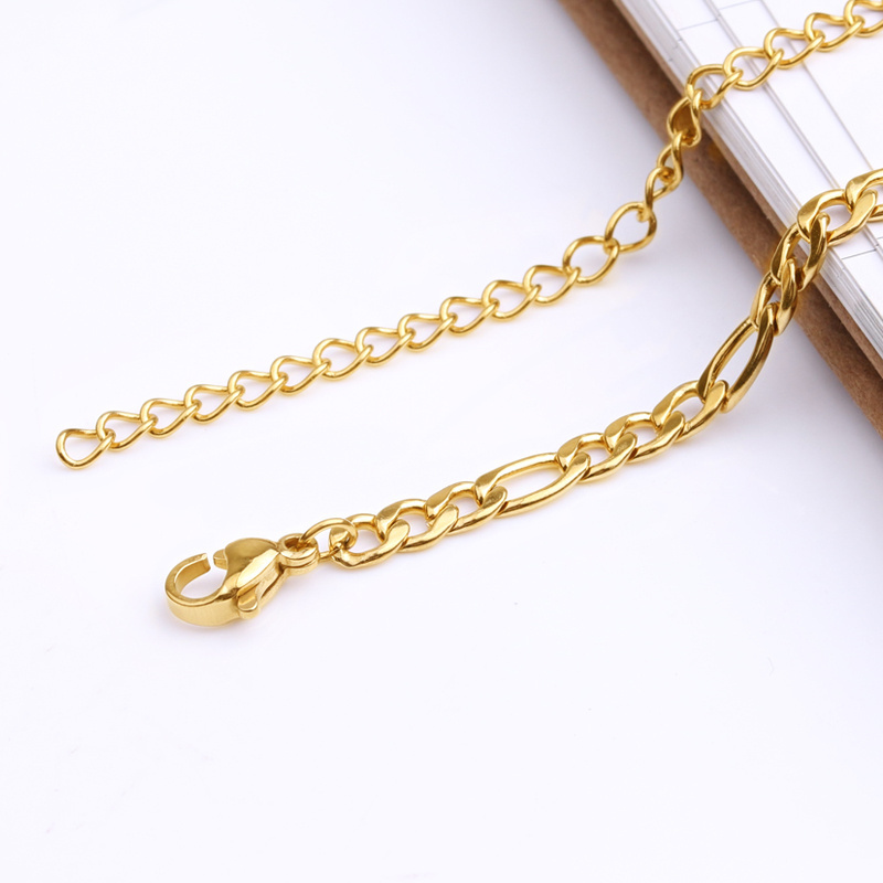 Wholesale Cuban Link Stainless Steel Gold Plated Figaro Chain Anklet Bracelet