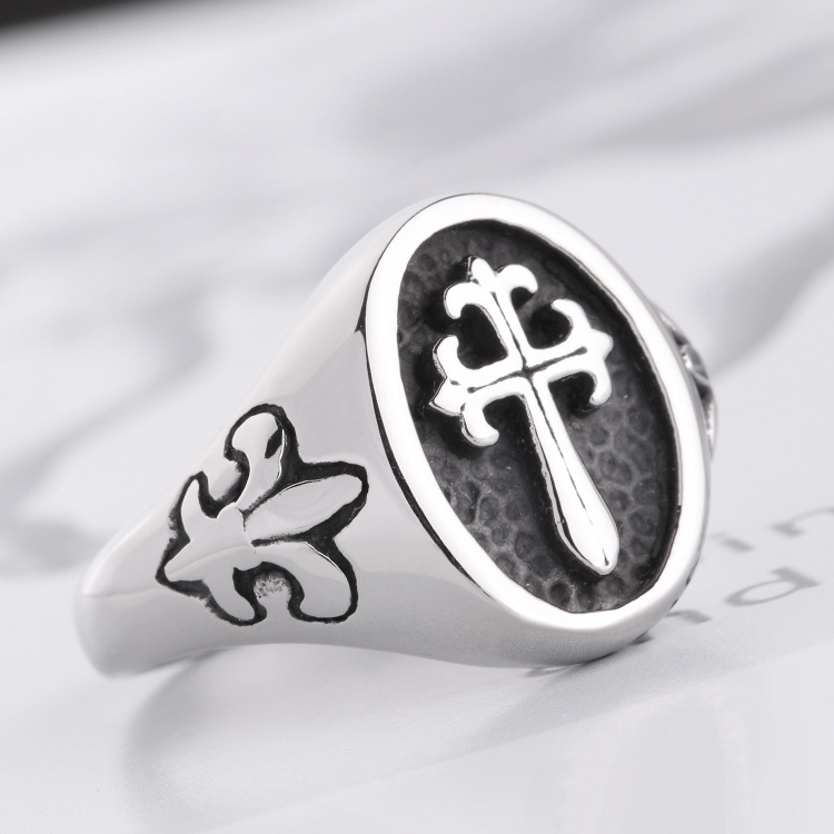 Wholesale Mens Jewelry Medieval Cross Fleur de Lis Ring