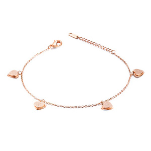 Women Love Stainless Steel Dangling Heart Charm Foot Chain Anklet