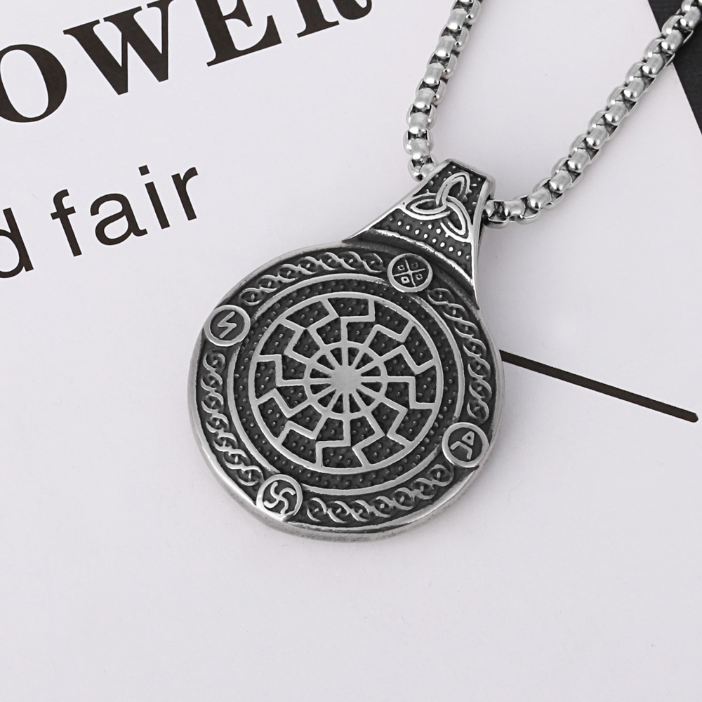 High Quality Viking Valknut Rune Amulet Pendant Necklace Statement Stainless Steel Celtie Coin Pendant For Men