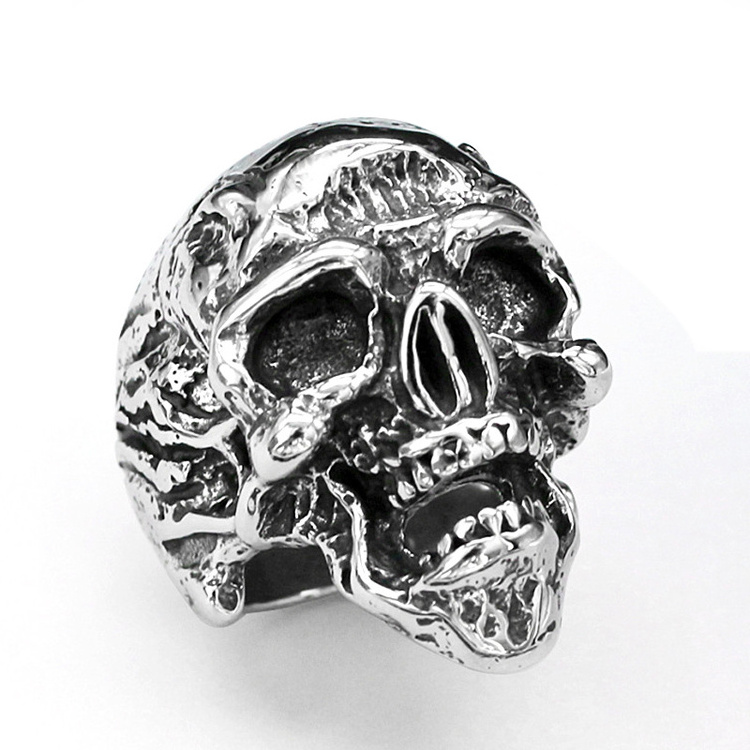 Hip Hop Silver Jewelry Rock Punk Ladies Skull Punk Rings for men