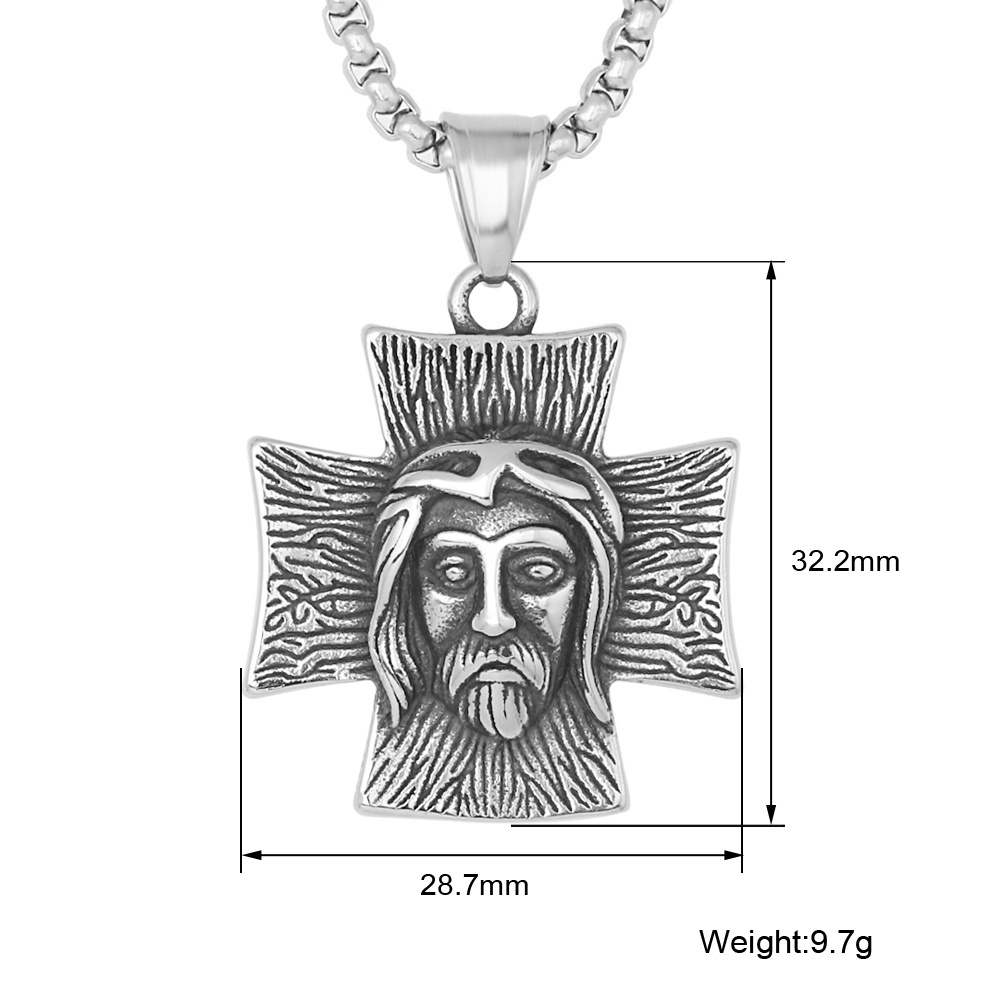 Tarnish Free Jewelry 3D Mockup Stainless Steel Religious Cross Design Jesus Pendant Necklace