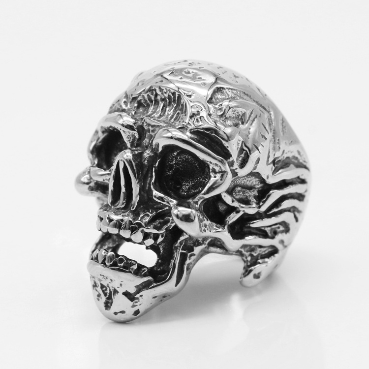 Hip Hop Silver Jewelry Rock Punk Ladies Skull Punk Rings for men