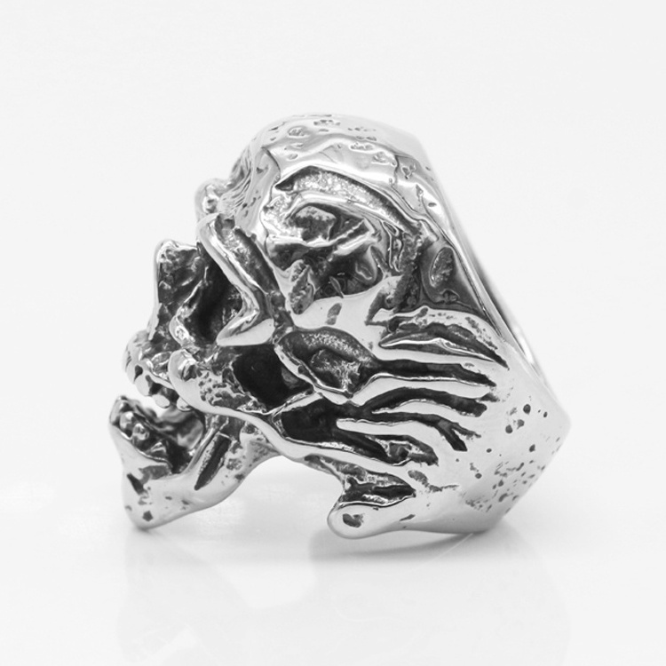 Hip Hop Silver Jewelry Rock Punk Ladies Skull Punk Rings for men