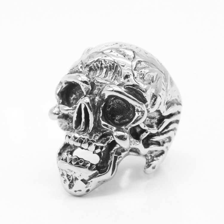 Hip Hop Silver Jewelry Rock Punk Ladies Skull Punk Rings for men