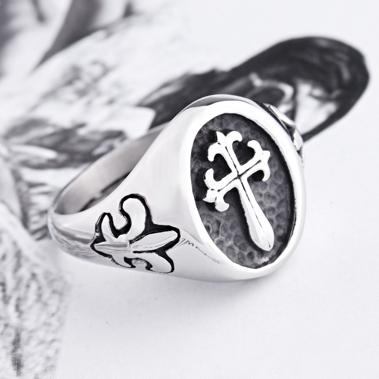 Wholesale Mens Jewelry Medieval Cross Fleur de Lis Ring