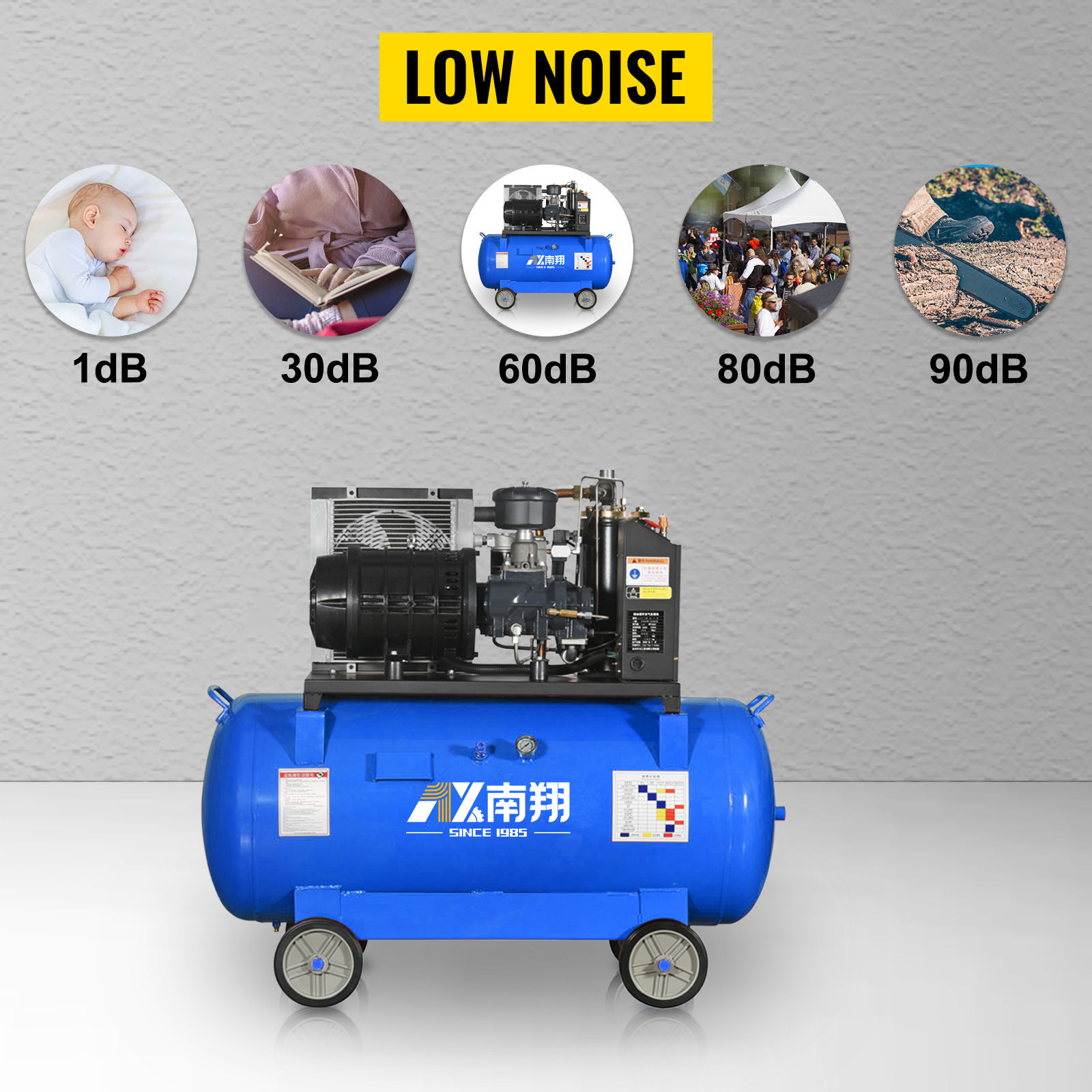 Home Small High Pressure Mini screw air compressor with 200L air tank for car 7.5kw 10HP portable compressor