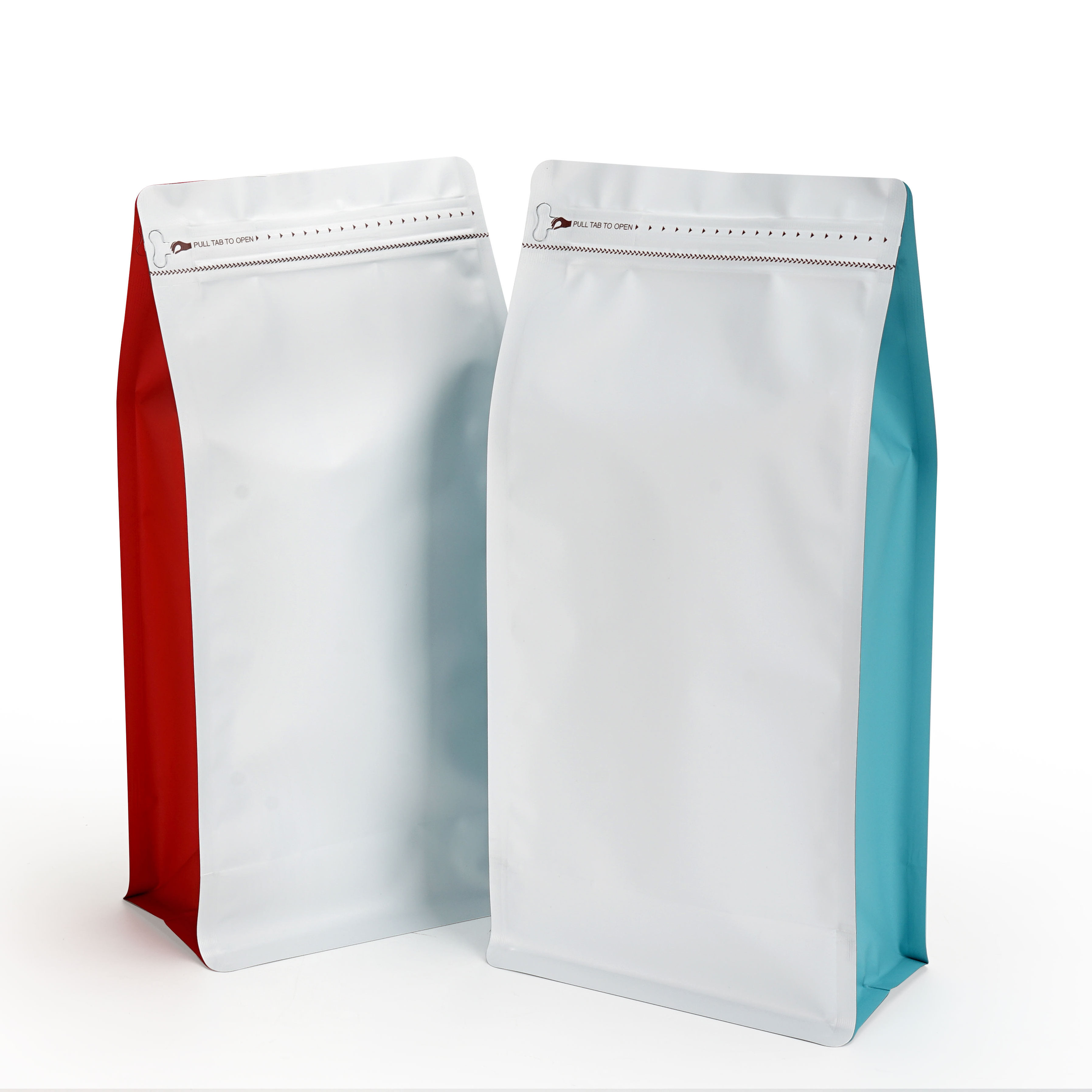 Hot Wholesale Low MOQ Flat Bottom White Stock Coffee Bags with Valve and Zipper