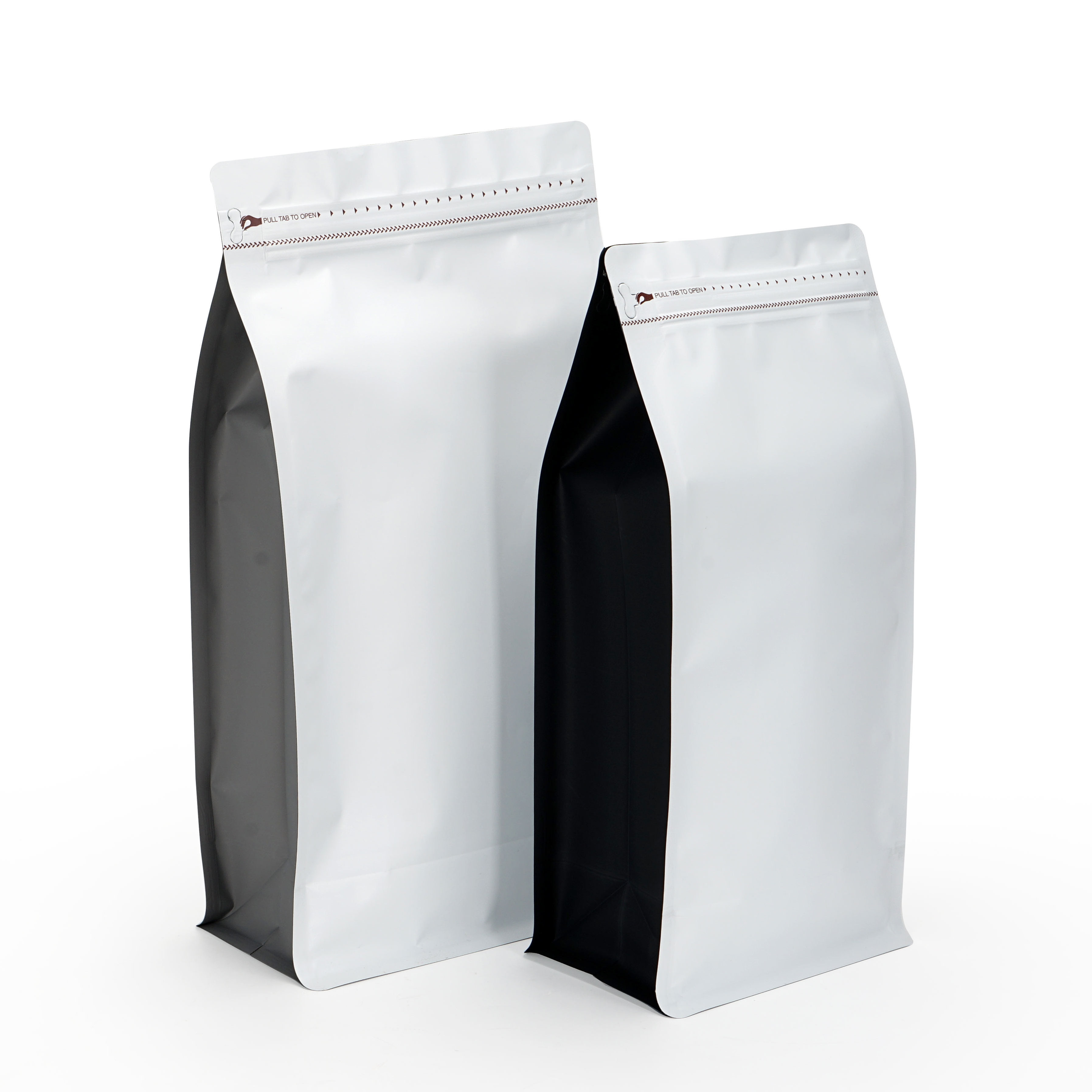 Hot Wholesale Low MOQ Flat Bottom White Stock Coffee Bags with Valve and Zipper