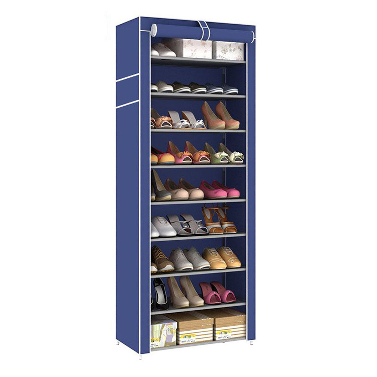 Promotional top quality detachable stackable two row storage rack fabric storage shelf shoe rack