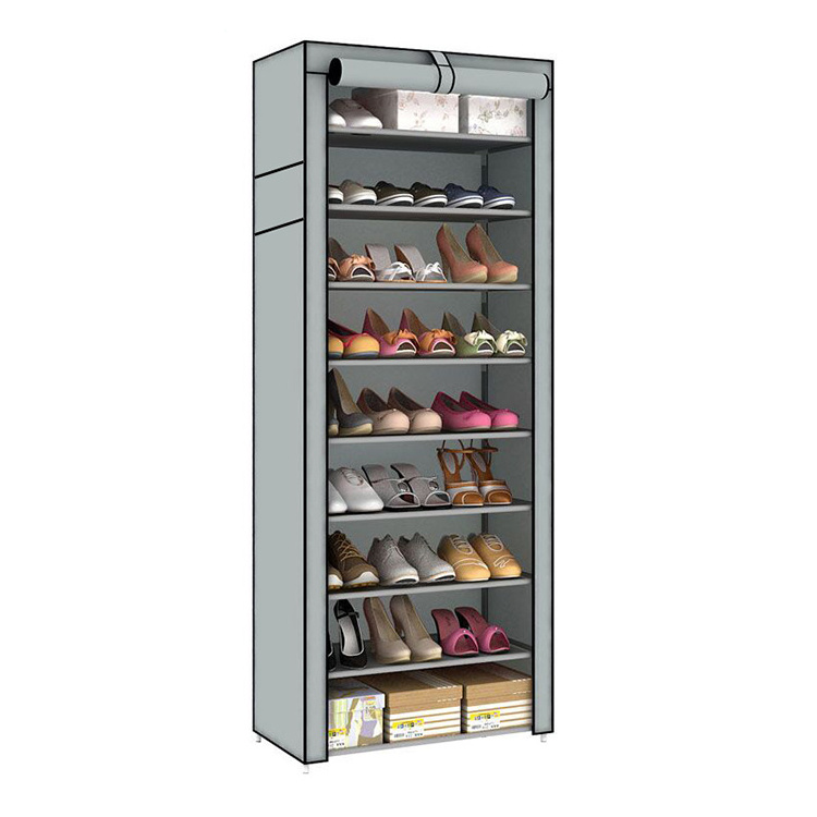 Promotional top quality detachable stackable two row storage rack fabric storage shelf shoe rack