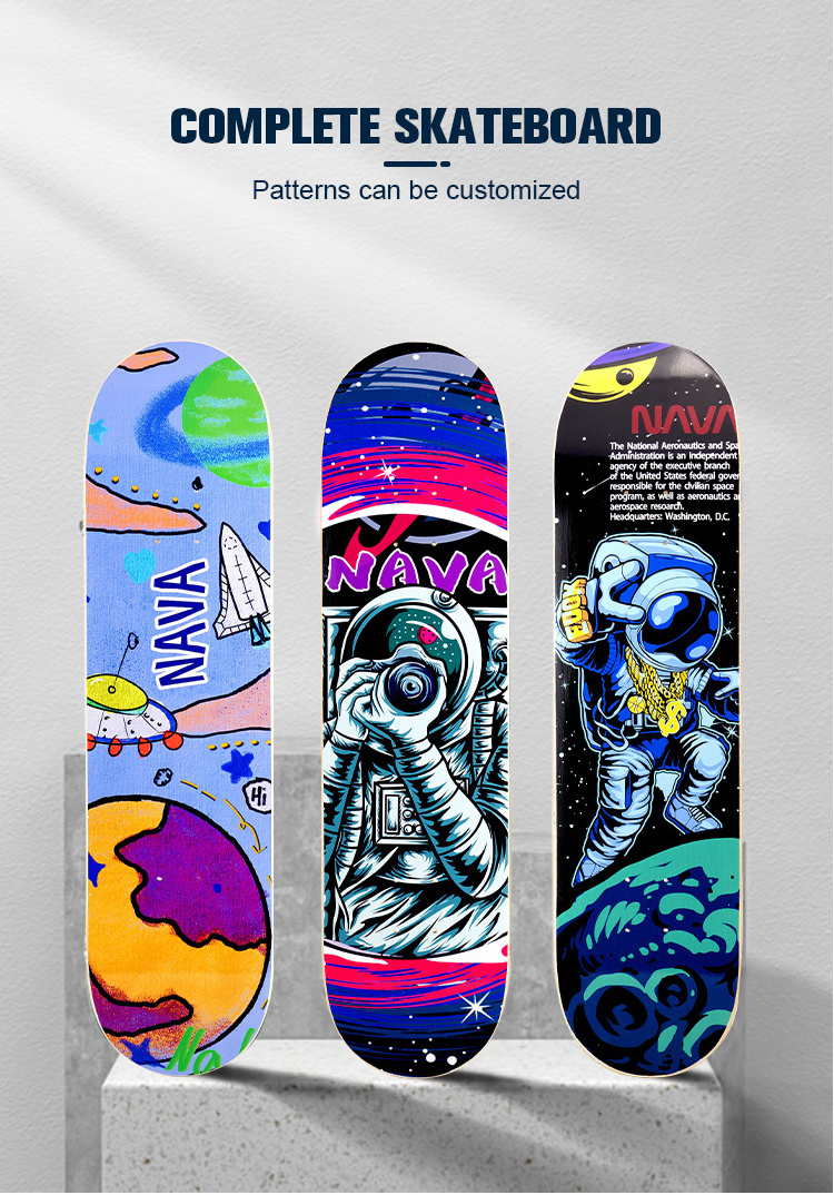 Colorful Pattern Longboard Flying Skateboard Complete Deck Wood Deck Skate Board Outdoor Extreme Sports Complete Long Board