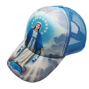 Custom polyester jesus pattern 5 panel baseball cap for sublimation