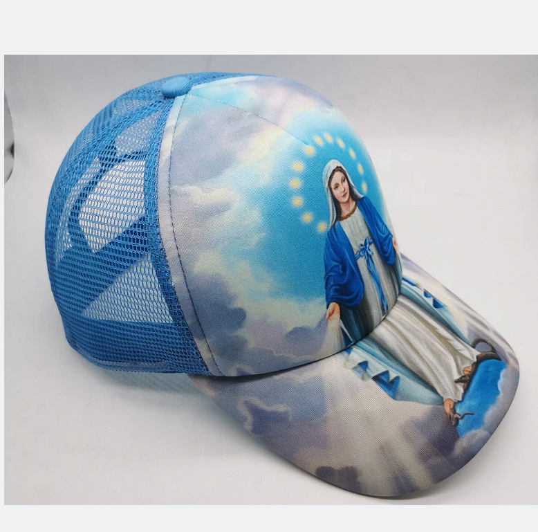 Custom polyester jesus pattern 5 panel baseball cap for sublimation