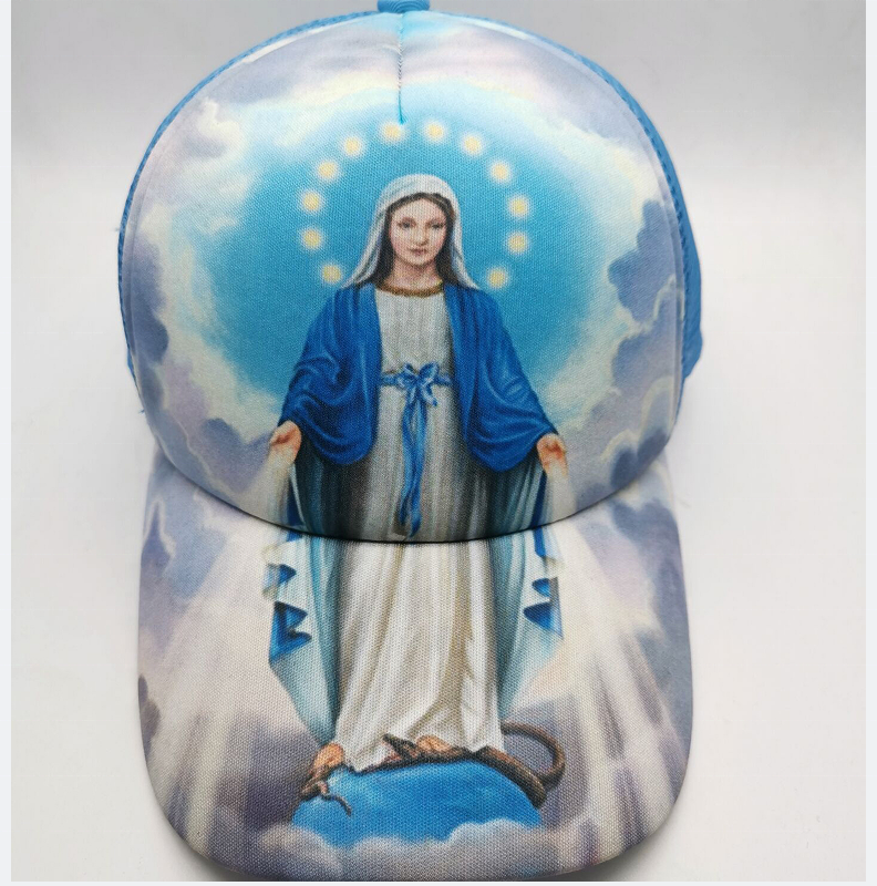 Custom polyester jesus pattern 5 panel baseball cap for sublimation