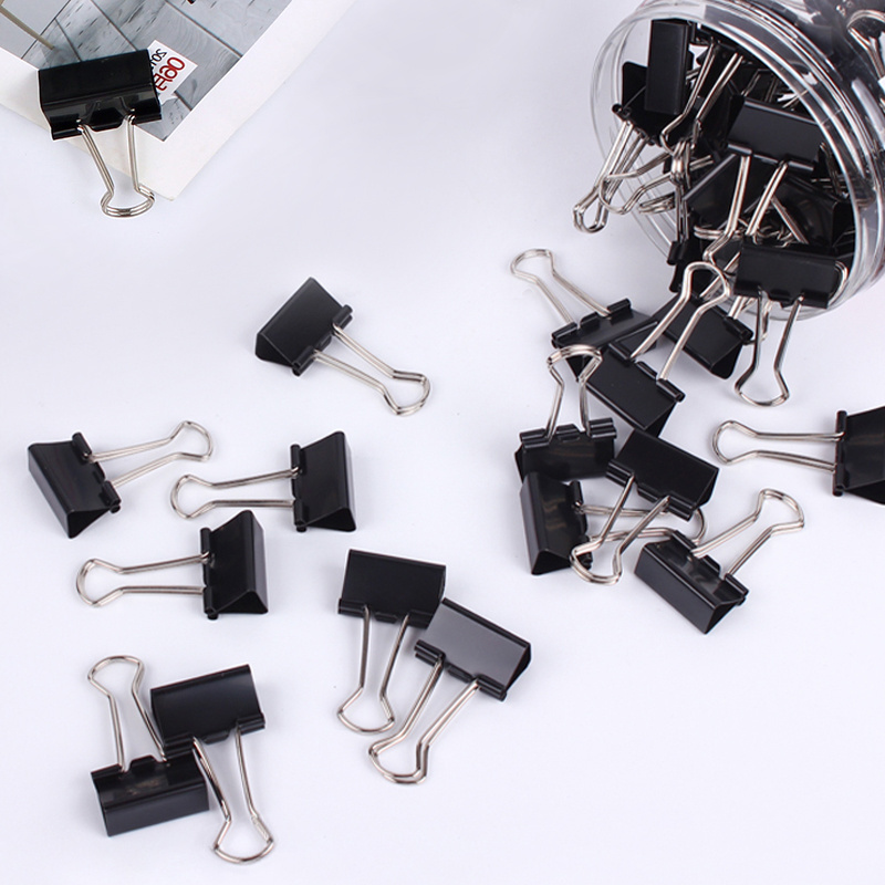 ANI Office Supplies Black Stainless Steel Flat paper Metal Binder Clip Stationary