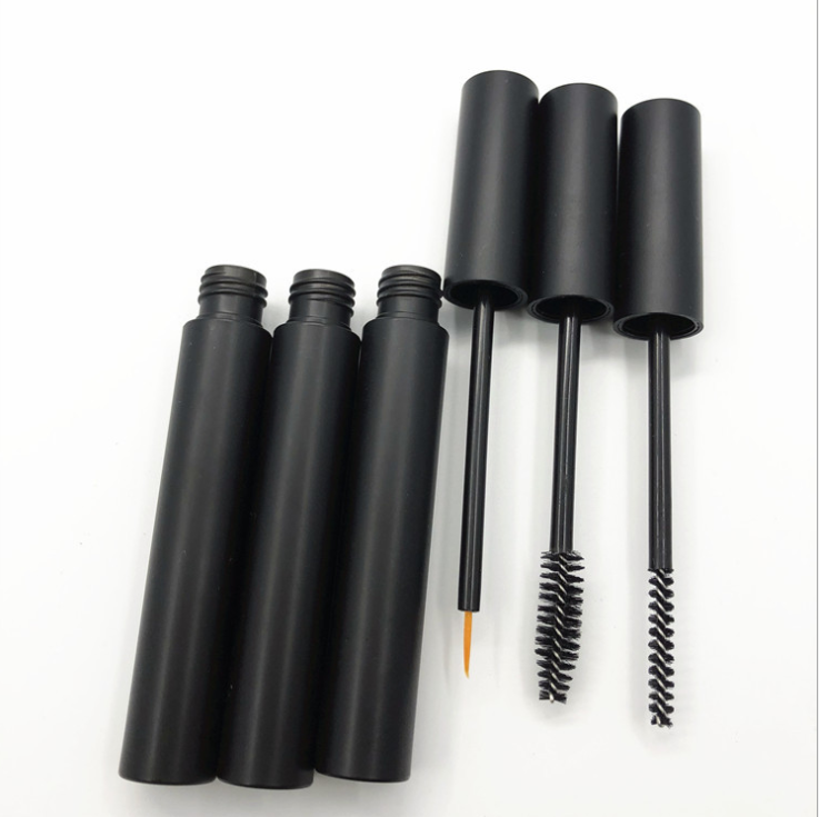 12cm black plastic Mascara Eyelash tube 4ml matte black silica gel brush eyeliner packaging container mascara brushes