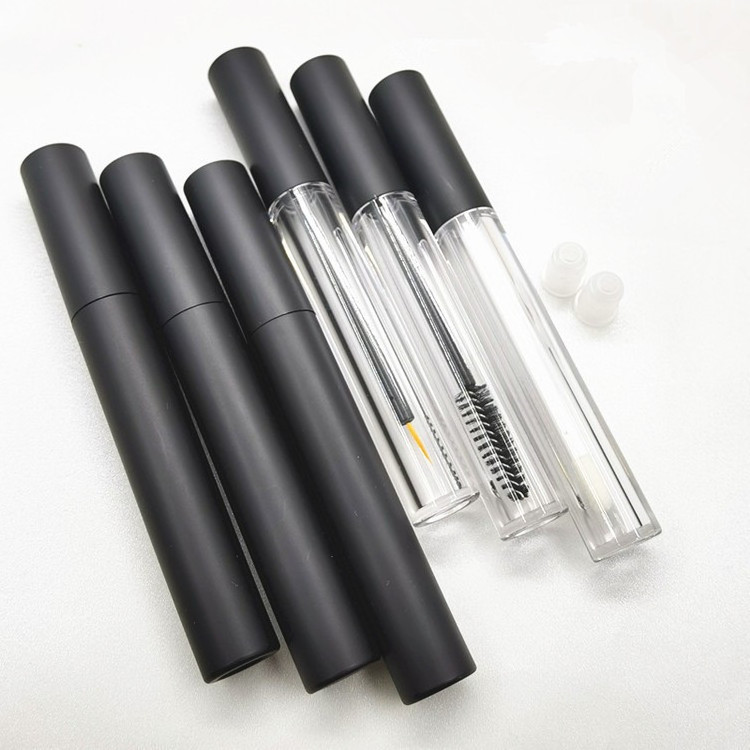 12cm black plastic Mascara Eyelash tube 4ml matte black silica gel brush eyeliner packaging container mascara brushes