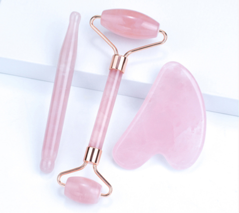 High quality luxury green rose facial Massager tools Anti aging Jade Roller Stone natural stone jade roller set gua sha