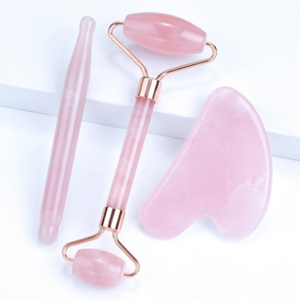 High quality luxury green rose facial Massager tools Anti aging Jade Roller Stone natural stone jade roller set gua sha