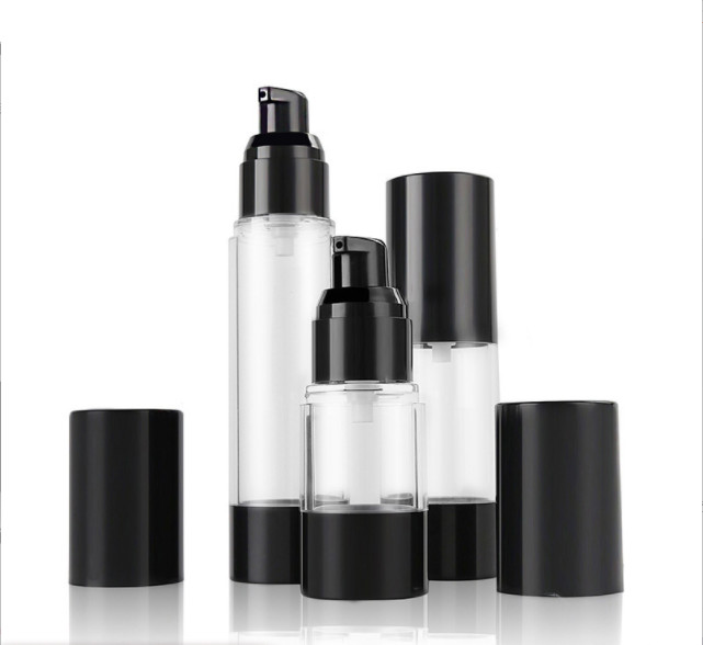 15ml 30ml 50 100 Luxury black/gold airless pump bottle serum bottle cosmetic packaging containers airless bottle