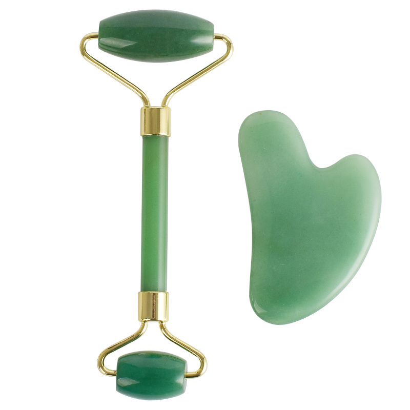 High quality green Face Massager skin care Anti aging Jade Roller Stone natural stone jade roller jade roller and gua sha