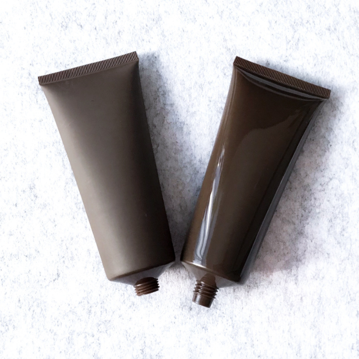 50ml 100ml 200ml PE plastic shiny brown matt brown white cream soft tube cleanser tube hand lotion tube with black flip lid